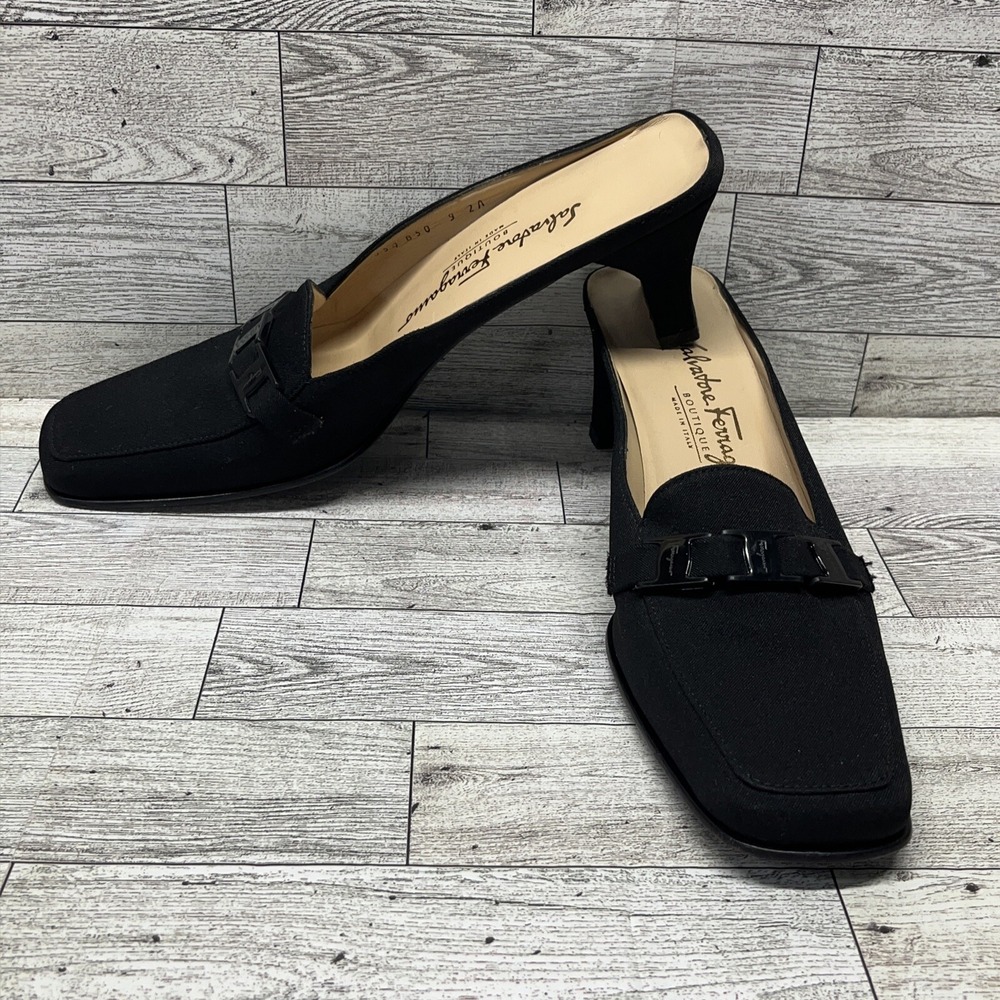 Salvatore Ferragamo Boutique Black Mule Women Size 9 2A